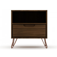 Manhattan Comfort 101GMC5 Rockefeller 1.0 Mid-Century- Modern Nightstand with 1-Drawer in Brown